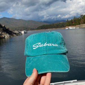 Leather Strap Teal Subaru Hat